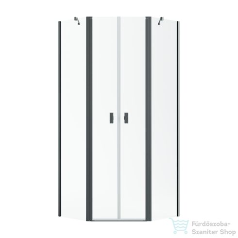 Radaway NES PTD 80x80 szögletes zuhanykabin szálcsiszolt fegyvermetál/átlátszó 10051000-92-01+10051400-92-01