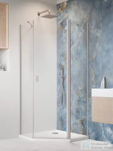 Radaway Nes PTJ 100x100J szögletes zuhanykabin, jobbos, szálcsiszolt króm 10052000-91-01R+10052100-91-01