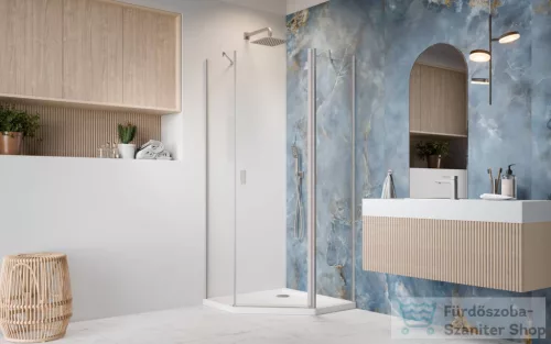 Radaway Nes PTJ 100x100J szögletes zuhanykabin, jobbos, szálcsiszolt króm 10052000-91-01R+10052100-91-01