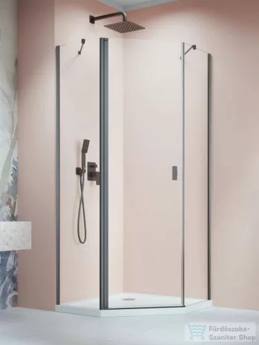 Radaway Nes PTJ 80x80B szögletes zuhanykabin, balos, szálcsiszolt fegyvermetál 10052000-92-01L+10052500-92-01