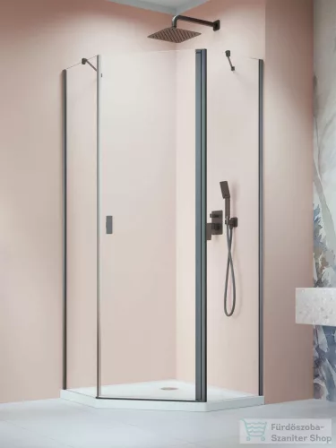 Radaway Nes PTJ 90x90J szögletes zuhanykabin, jobbos, szálcsiszolt fegyvermetál 10052000-92-01R+10052900-92-01