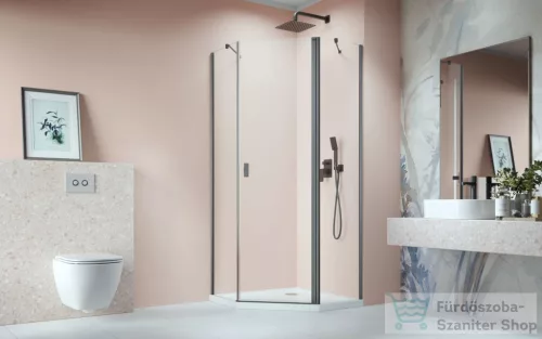 Radaway Nes PTJ 90x90J szögletes zuhanykabin, jobbos, szálcsiszolt fegyvermetál 10052000-92-01R+10052900-92-01