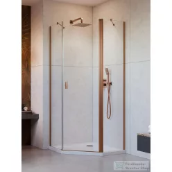   Radaway Nes PTJ 90x90J szögletes zuhanykabin, jobbos, szálcsiszolt réz 10052000-93-01R+10052900-93-01