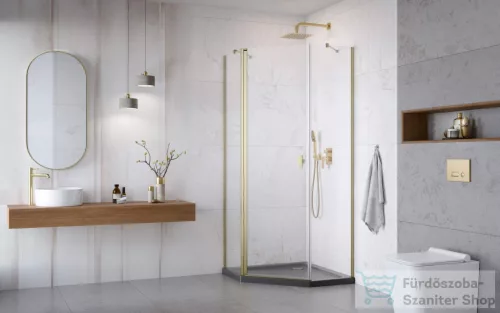 Radaway Nes PTJ 90x90B szögletes zuhanykabin, balos, szálcsiszolt arany 10052000-99-01L+10052900-99-01