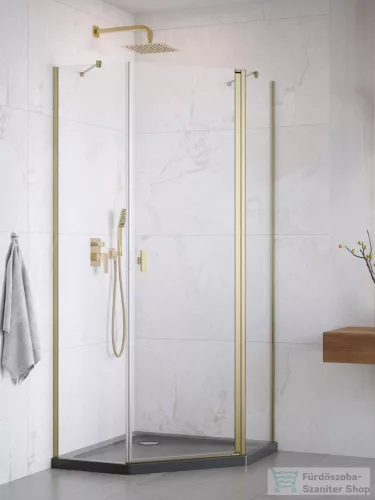 Radaway Nes PTJ 90x90J szögletes zuhanykabin, jobbos, szálcsiszolt arany 10052000-99-01R+10052900-99-01