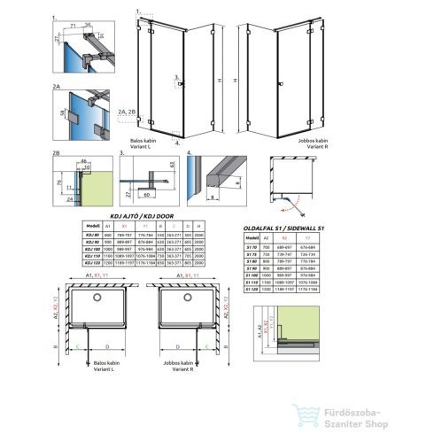 Radaway Essenza Pro KDJ 110J zuhanykabin jobbos ajtó része, szálcsiszolt réz 10097110-93-01R