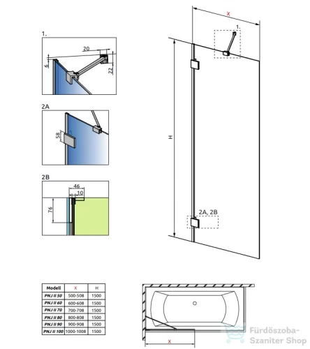 Radaway Essenza Pro Gold PNJ II 50 kádparaván arany 10101050-09-01