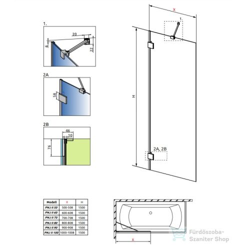 Radaway Essenza Pro PNJ II 90 kádparaván 10101110-01-01