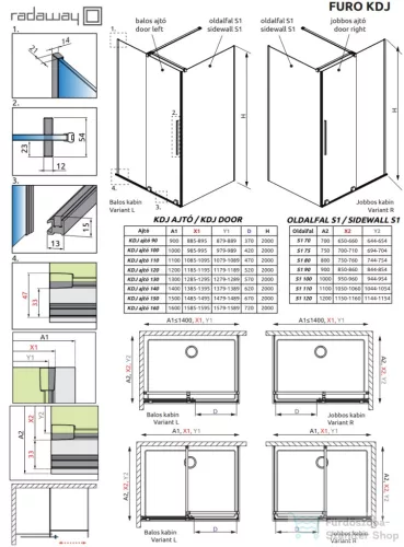 Radaway Furo KDJ 110 balos zuhanyajtó 10104572-01-01L_10110530-01-01