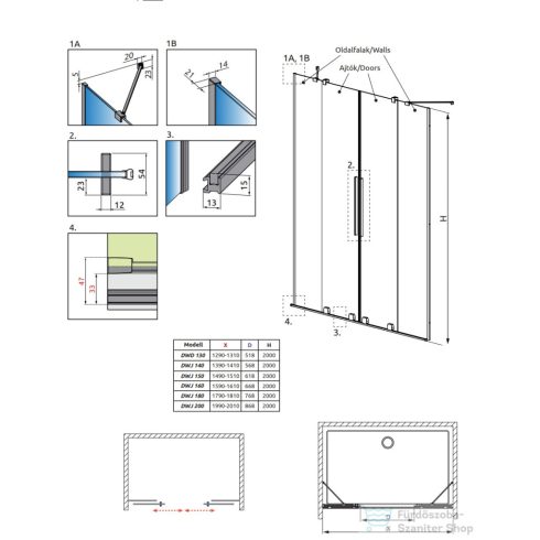 Radaway Furo DWD 200 zuhanyajtó, arany 10108538-09-01+10111492-01-01