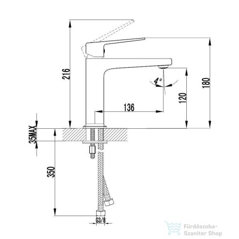 Kielle Arkas I mosdó csaptelep leeresztő nélkül, króm 10111100