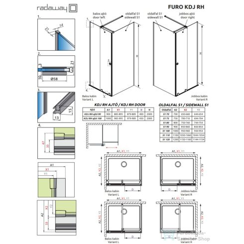 Radaway Furo S1 100 cm-es oldalfal 10113100-01-01