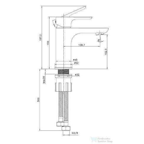 Kielle VEGA mosdó csaptelep leeresztő nélkül, gun metal 10118103