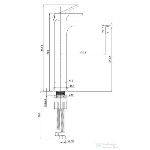 Kielle Vega magasított mosdócsaptelep, leeresztő nélkül, króm 10118110