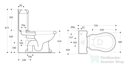 Sapho KERASAN RETRO WC kombi alsó kifolyású 101201
