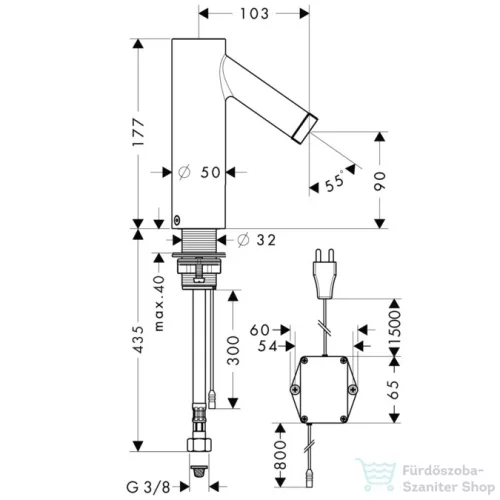 Hansgrohe Axor Starck elektromos mosdócsaptelep DN15, 230 V-os csatlakozással, króm 10145000