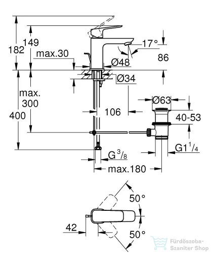 Grohe CUBEO S mosdó csaptelep automata leeresztővel,króm 1016940000