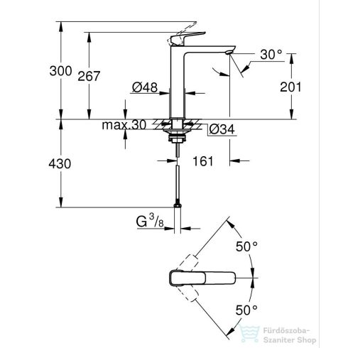 Grohe CUBEO XL magasított mosdó csaptelep leeresztő nélkül,Króm 1017290000
