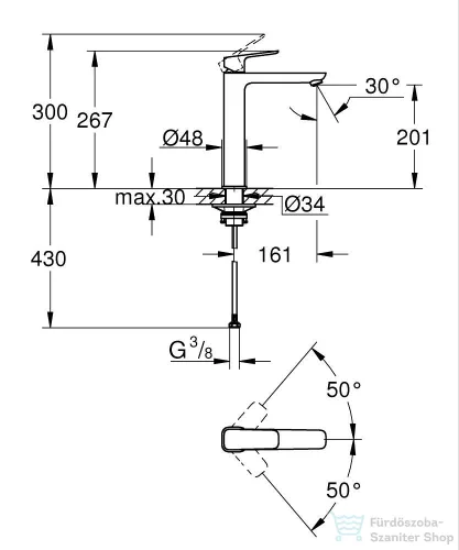 Grohe CUBEO XL magasított mosdó csaptelep leeresztő nélkül,matt fekete 1017292430