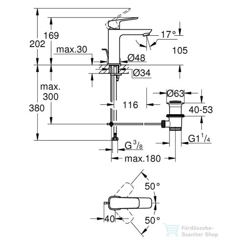 Grohe CUBEO M mosdó csaptelep automata leeresztővel,króm 1017490000