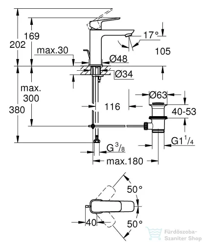 Grohe CUBEO M mosdó csaptelep automata leeresztővel,króm 1017490000