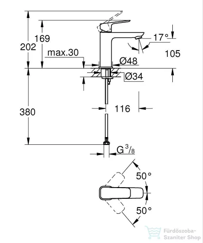 Grohe CUBEO M mosdó csaptelep leeresztő nélkül,króm 1017550000