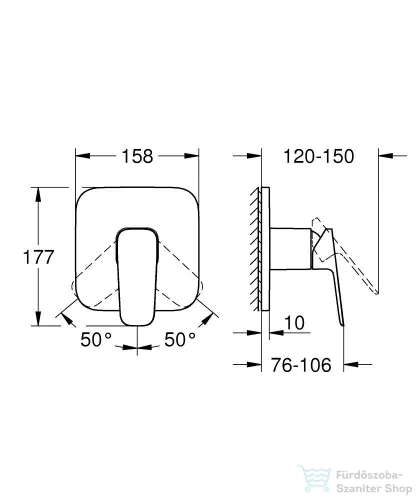 Grohe CUBEO falsík alatti kád/zuhany csaptelep belső egység nélkül,Króm 1017770000