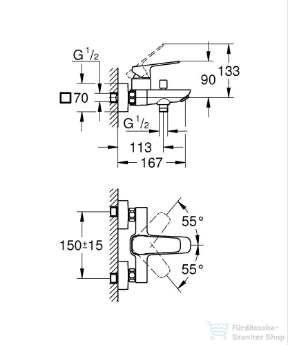 Grohe CUBEO kádtöltő csaptelep zuhanyszett nélkül,matt fekete 1018132430