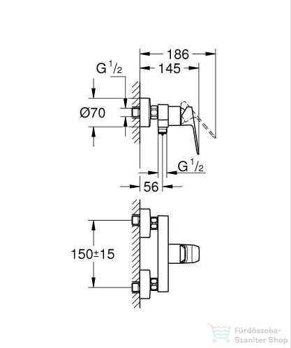 Grohe CUBEO zuhany csaptelep zuhanyszett nélkül,matt fekete 1018242430