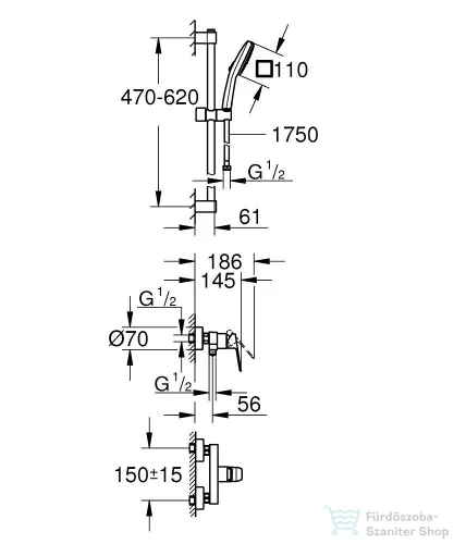 Grohe CUBEO zuhany csaptelep zuhanyszettel,matt fekete 1018252430