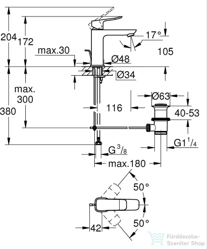 Grohe QuickFix DICE M mosdó csaptelep automata leeresztővel, króm 1018320000