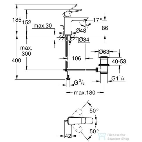 Grohe QuickFix DICE S mosdó csaptelep automata leeresztővel,króm 1018560000