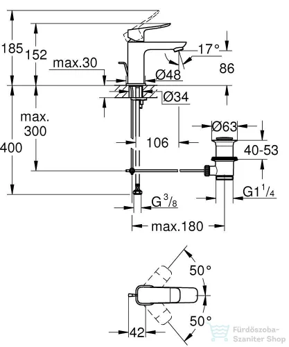 Grohe QuickFix DICE S mosdó csaptelep automata leeresztővel, króm 1018560000