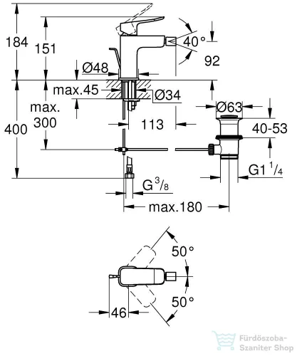 Grohe Quickfix DICE bidé csaptelep automata leeresztővel,króm 1018770000