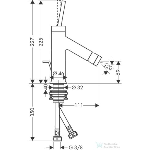 Hansgrohe Axor Starck egykaros bidé csaptelep automata leeresztővel, szálcsiszolt fekete króm 10211340