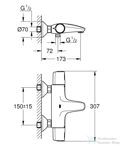 Grohe PRECISION TREND termosztátos kádtöltő csaptelep zuhanyszett nélkül,matt fekete 1022162432