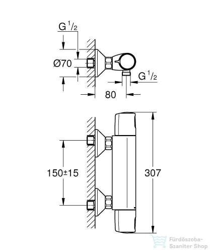 Grohe PRECISION TREND termosztátos zuhany csaptelep zuhanyszett nélkül,matt fekete 1022172432