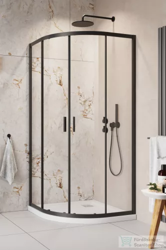 Radaway Alienta Black A 80x80 íves zuhanykabin, fekete profil 10228080-54-01