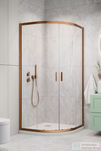 Radaway Alienta A 80x80 íves zuhanykabin, szálcsiszolt réz profil 10228080-93-01