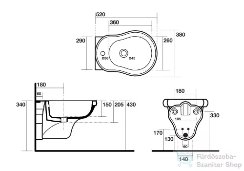 Sapho Kerasan Retro Fali bidet 102601