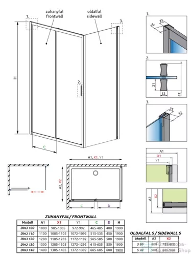 Radaway Alienta Black S 90 cm-es oldalfal 10270090-54-01
