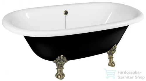 Sapho POLYSAN REGATA szabadonálló kád, 175x85x61cm, bronz lábak, fekete/fehér (10271)
