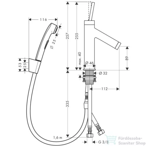 Hansgrohe Axor Starck Bidette szett DN15, króm 10300000