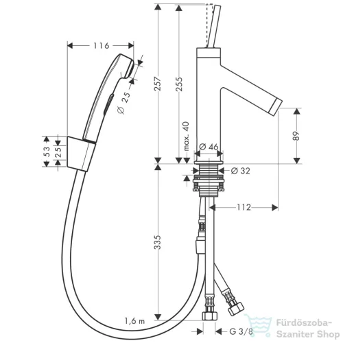 Hansgrohe Axor Starck Bidette szett DN15, szálcsiszolt sárgaréz 10300950