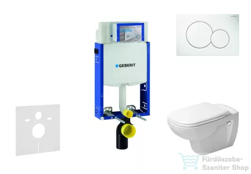 Geberit Kombifix falra szerelhető WC szett, Duravit D-Code rimless WC soft close ülőkével, Geberit Sigma 01 alpesi fehér nyomólappal 10302005NH1