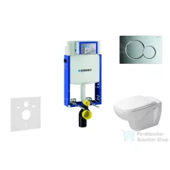  Geberit Kombifix falra szerelhető WC szett, Duravit D-Code rimless WC soft close ülőkével, Geberit Sigma 01 fényes króm nyomólappal 10302005NH2