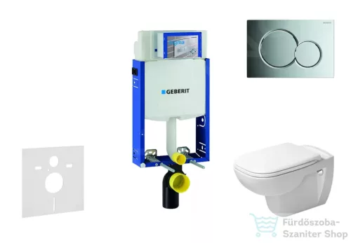 Geberit Kombifix falra szerelhető WC szett, Duravit D-Code rimless WC soft close ülőkével, Geberit Sigma 01 fényes króm nyomólappal 10302005NH2