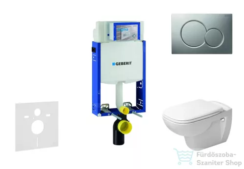 Geberit Kombifix falra szerelhető WC szett, Duravit D-Code rimless WC soft close ülőkével, Geberit Sigma 01 matt króm nyomólappal 10302005NH3