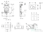 Geberit Kombifix falra szerelhető WC szett, Duravit D-Code rimless WC soft close ülőkével, Geberit Sigma 01 matt króm nyomólappal 10302005NH3