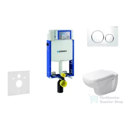   Geberit Kombifix falra szerelhető WC szett, Duravit D-Code rimless WC soft close ülőkével, Geberit Sigma 20 fehér/króm nyomólappal 10302005NH4
